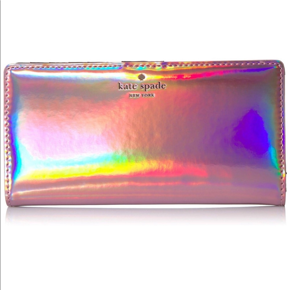 Kate Spade Pink Holographic Oil Slick Stacy Wallet